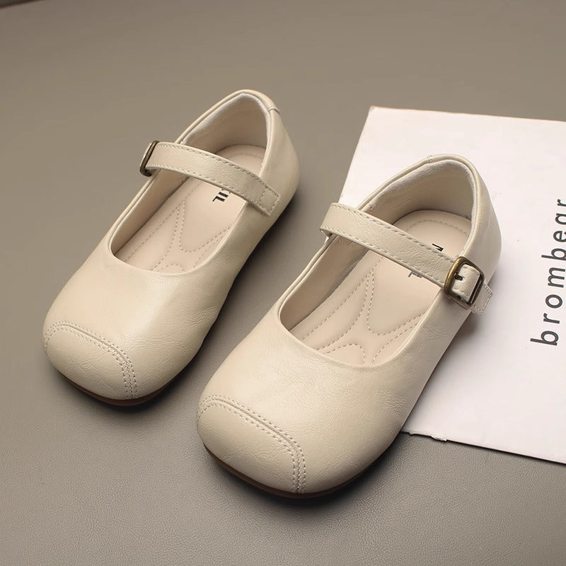 2026 Spring and Autumn New Children's Leather Shoes, Girls' Single Shoes, Baby Princess Shoes, Soft Soles, Little Girls' Black Foreign Style