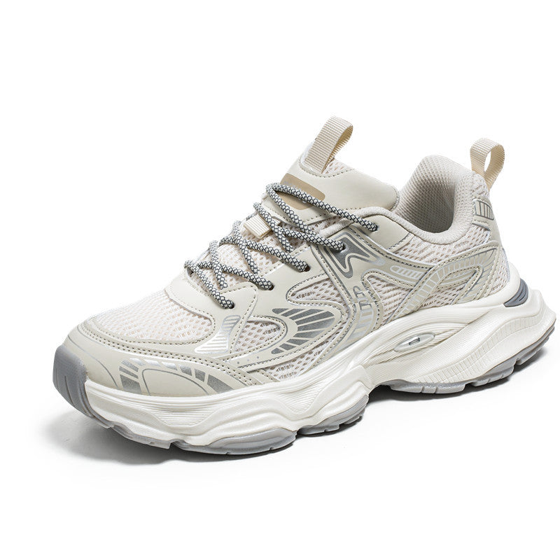 Hong Kong style dad shoes men's autumn fashion brand sense youth mesh casual versatile thick-soled height-increasing sneakers