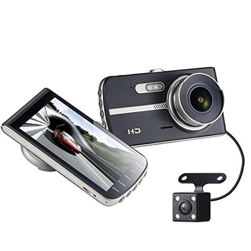 Cross-border car 4 inch dash cam HD car front and rear dual camera dual recording reversing image DVR
