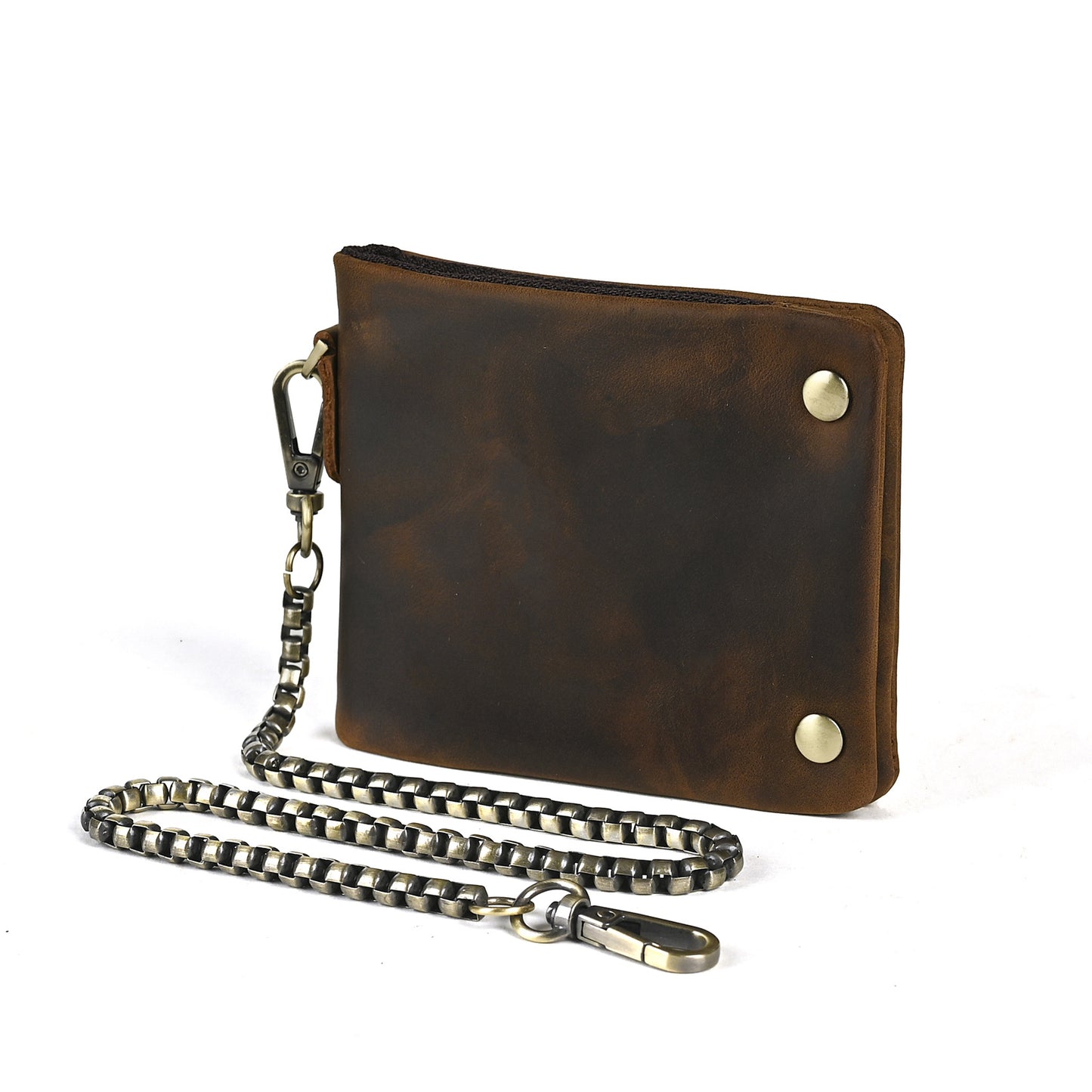 Top layer Crazy Horse leather cowhide foreign trade hot sale men's retro practical hand latte chain short wallet wallet 1003