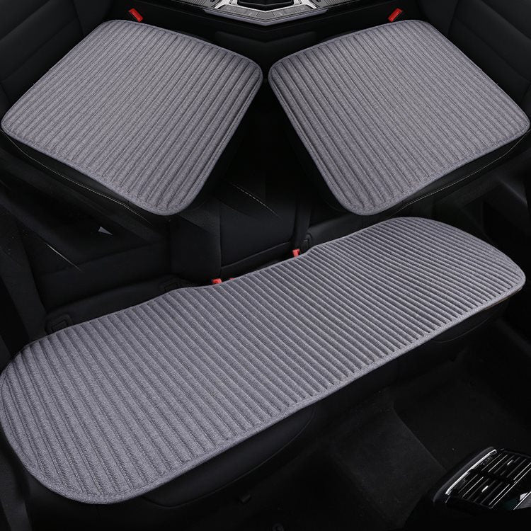 Buckwheat husk car cushion monolithic all-season universal backless linen three-piece anti-slip and tie-free health seat cushion