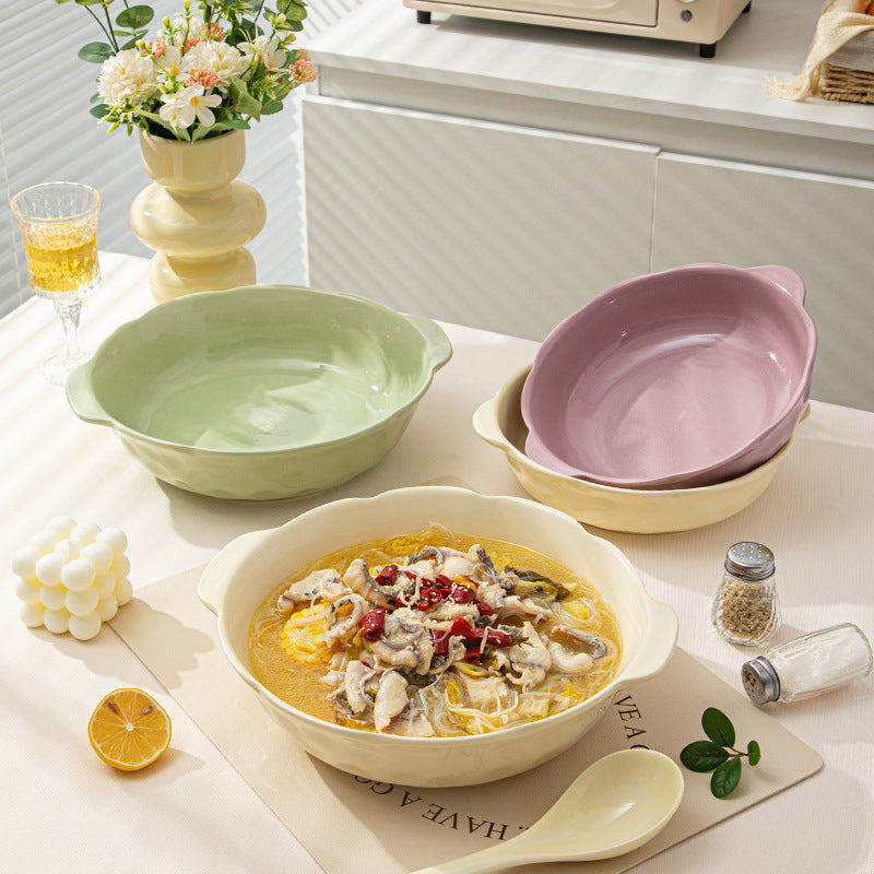 Japanese style cream wind sauerkraut fish big pot bowl home restaurant wholesale amphora ceramic soup bowl high value creative big bowl
