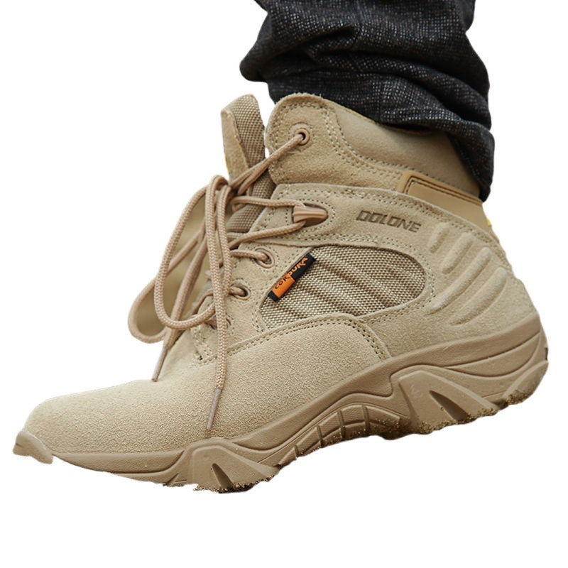 Outdoor high-top men's boots, special forces, hiking shoes, men's shoes, combat boots, security camouflage shoes, wading shoes, training shoes, men and women