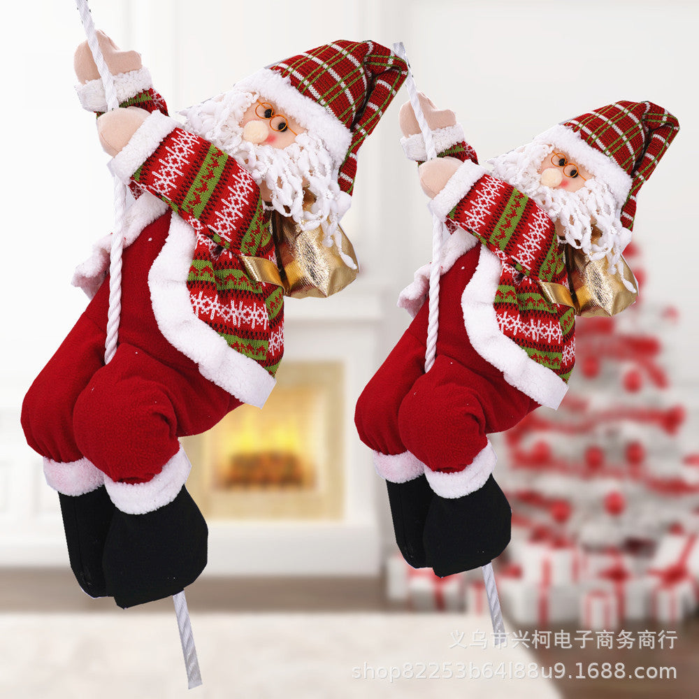 Christmas decorations Santa Claus climbing rope old man doll ceiling pendant decoration doll shopping mall window layout