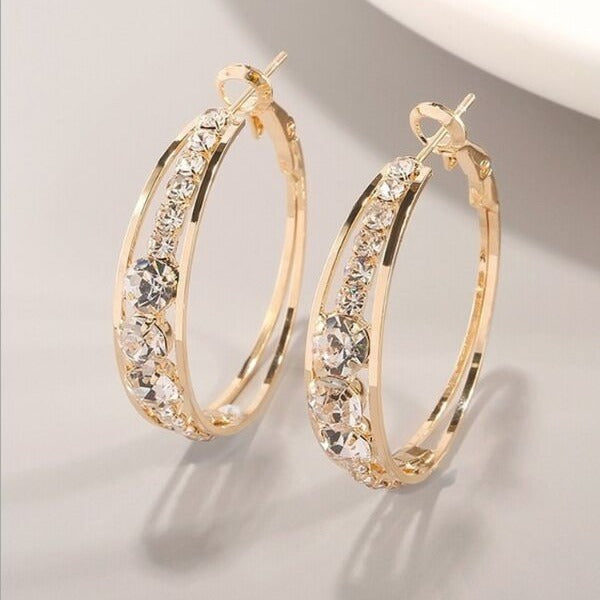 Cross-border explosive products European and American diamond inlaid women's earrings Large circle earrings earrings ear jewelry manufacturers wholesale