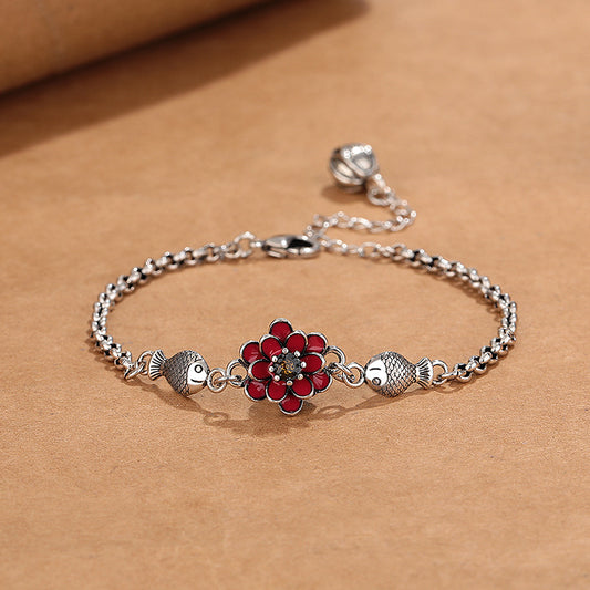 Niche design: water lily bracelet anklet, women's personality, fashionable, simple, handmade, literary fan, niche gifts
