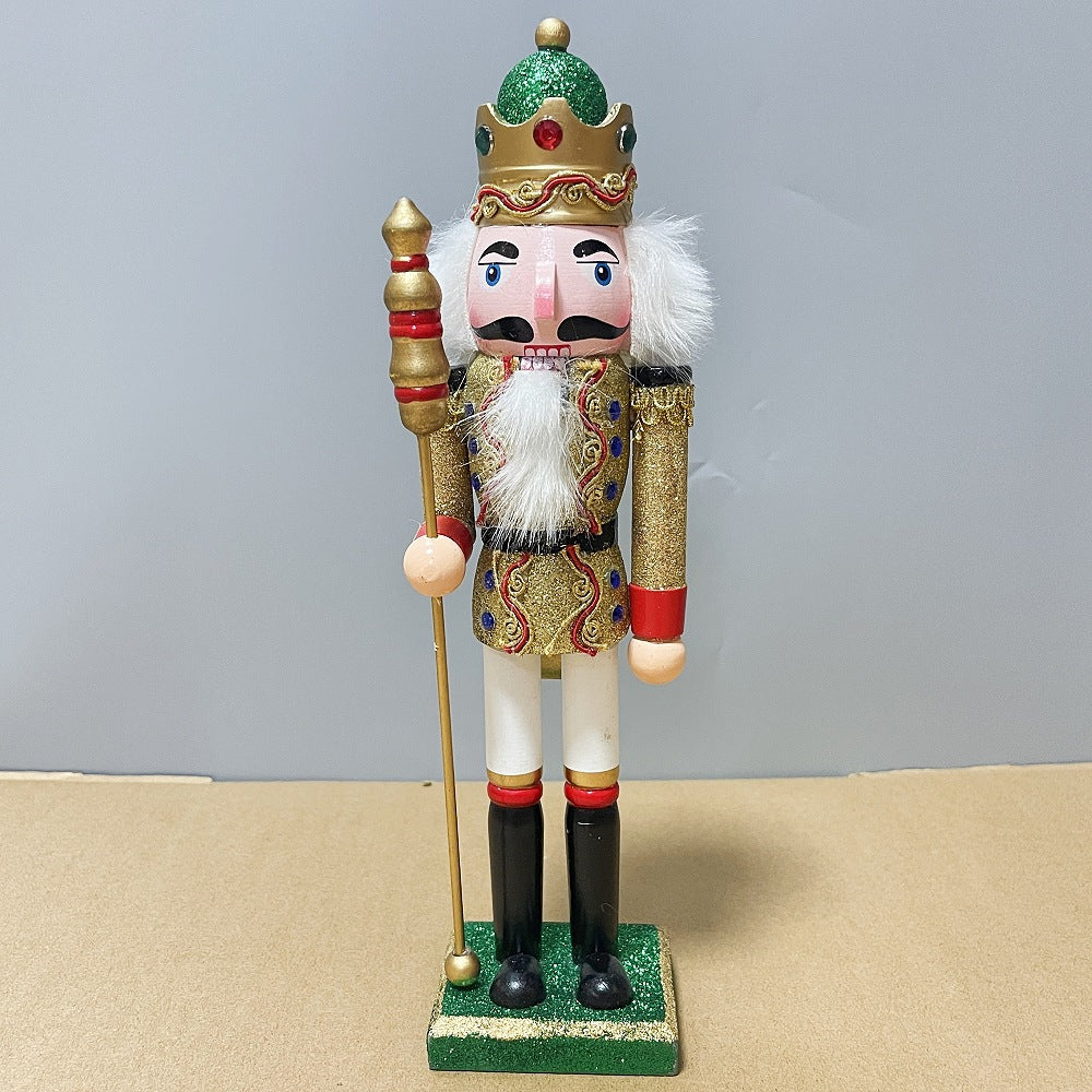 Cross-border spot new nutcracker wooden handicraft ornaments in different sizes Creative home Christmas ornaments