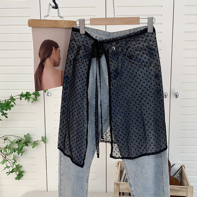 Skirt gauze Korean niche design sense layered mesh skirt, chiffon cover skirt apron embroidered lace lace fart curtain