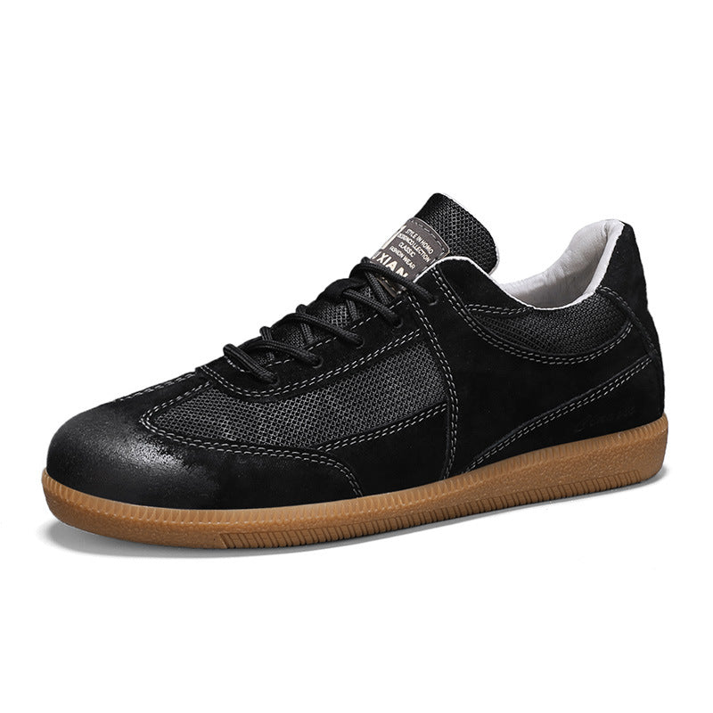 2024 cross-border large dock layer pigskin retro German training shoes breathable fashion men's plus-size casual shoes