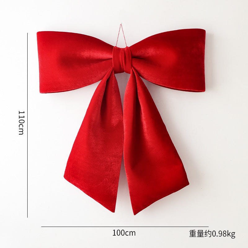 Amazon Cross-border Christmas Korean Large Fleece Finished Product Three-Dimensional Christmas Bow Hotel Christmas Tree Decoration