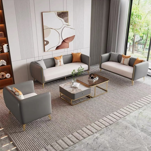 Office sofa, coffee table combination, business reception, reception area, three-seater small apartment sofa, simple modern office