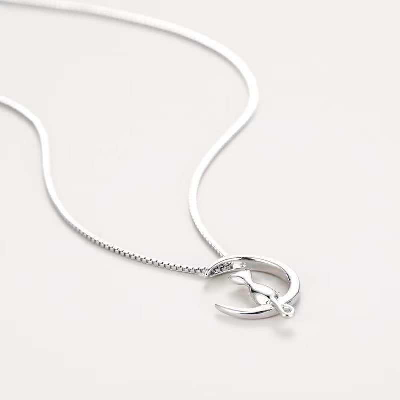 New necklace women's Korean version fashionable sweet cat moon pendant simple and cute collarbone chain girl can be given to girlfriends