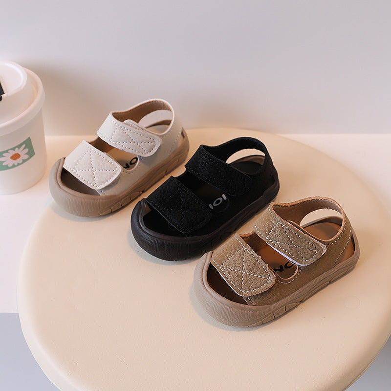 Anti-collision baby shoes simple baby girl toe sandals toddler shoes baby soft soled boy beach shoes 1-3 years old