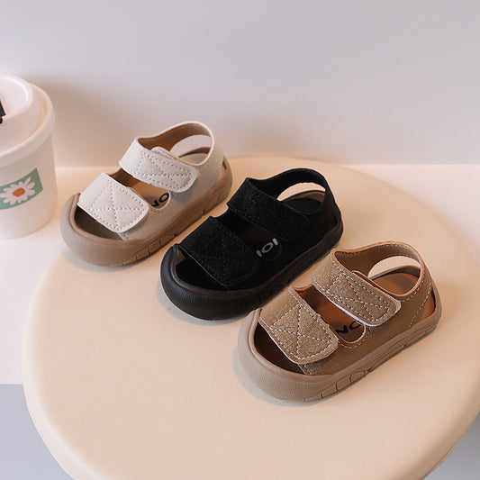 Anti-collision baby shoes simple baby girl toe sandals toddler shoes baby soft soled boy beach shoes 1-3 years old