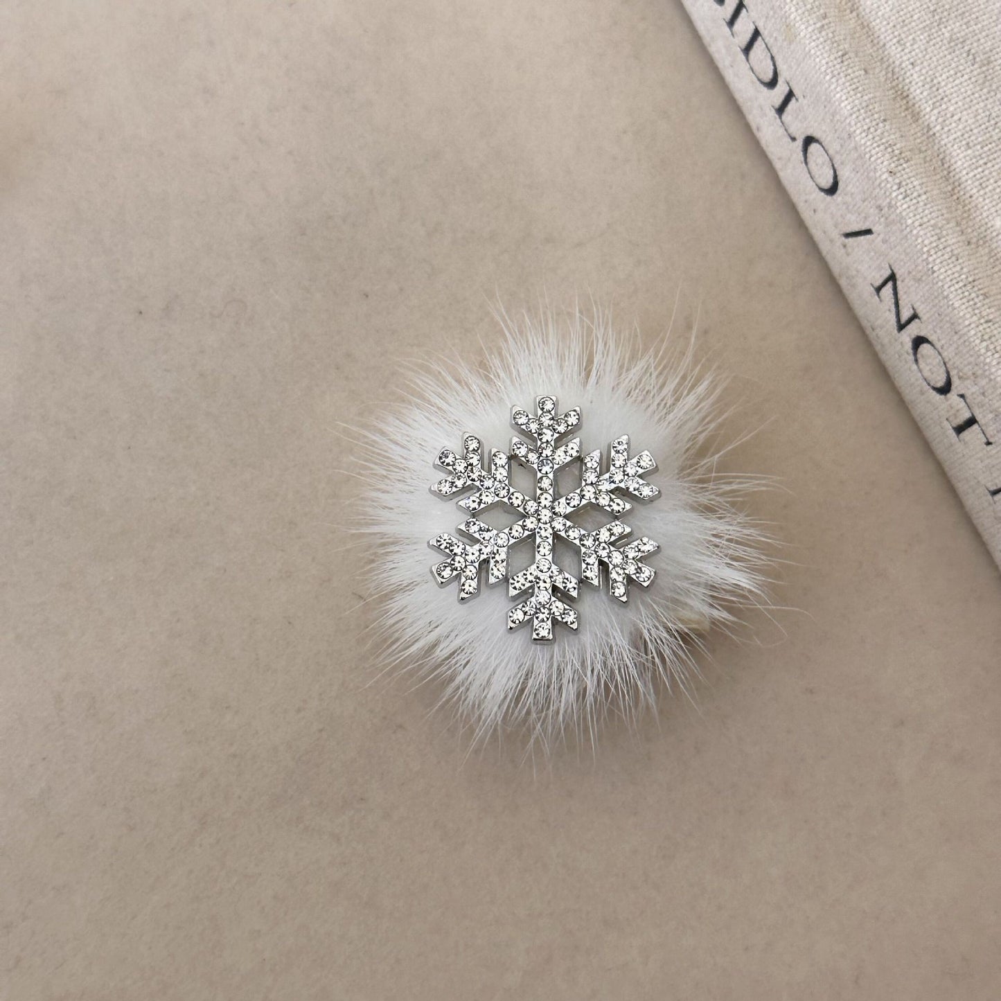 Super fairy plush snowflake hairpin, women's forehead broken hair, bangs clip, Christmas dress temperament, hairpin headwear