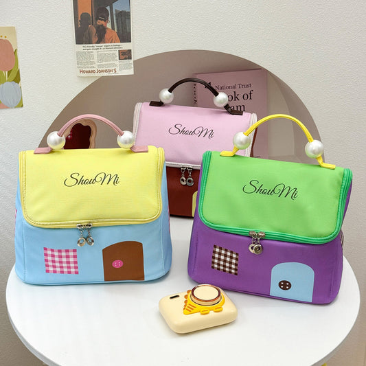 2025 Hot Sale New Cute Little House Women's Portable Travel Large Capacity Waterproof Storage Cosmetic Bag