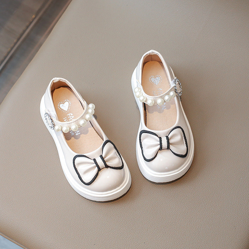 Girls' princess shoes autumn new British style black leather shoes baby soft-soled fashion children's Mary Jane single shoes