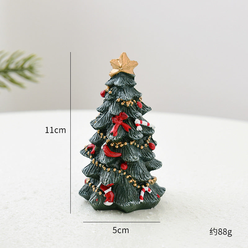 Cross Border Christmas Resin Mini Christmas Tree Ornament Tabletop Small Ornament Christmas Gift Christmas Ornament