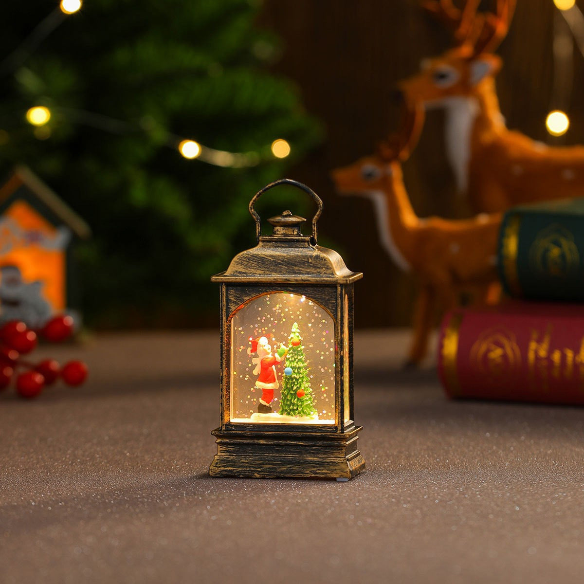 Christmas decoration wind lantern crystal light Santa Claus Christmas party decoration Christmas ornament Christmas gift