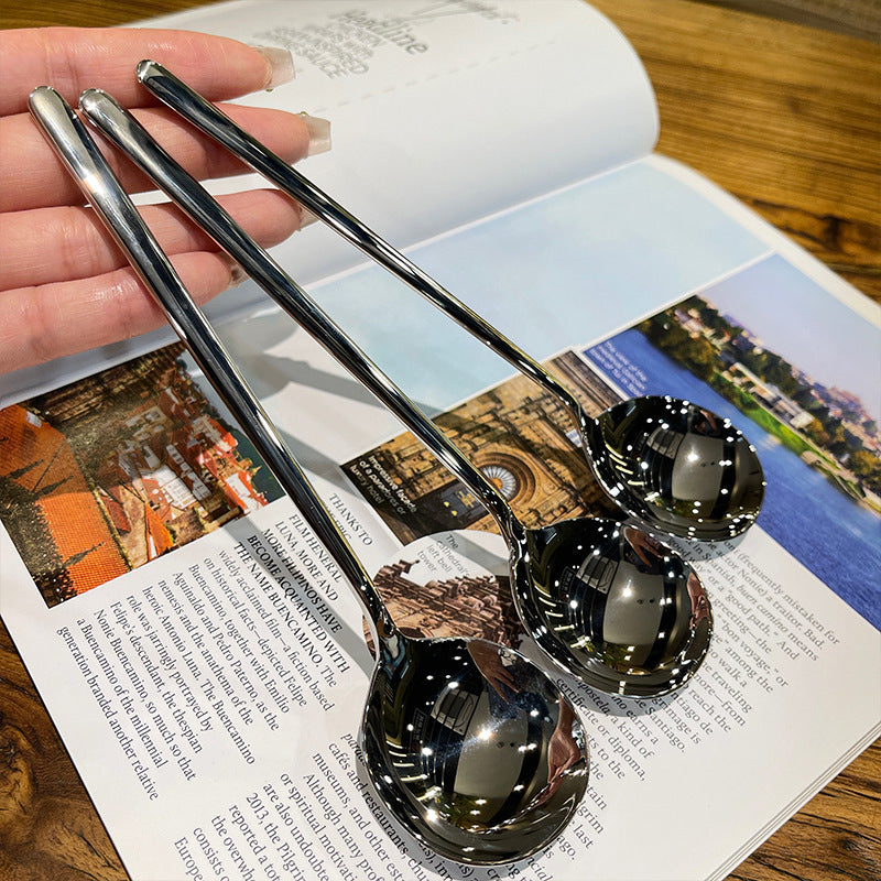 304 stainless steel spoon, high-value tableware, long-handled soup spoon, household ice cream, rice cooker, dessert bibimbap, spoon