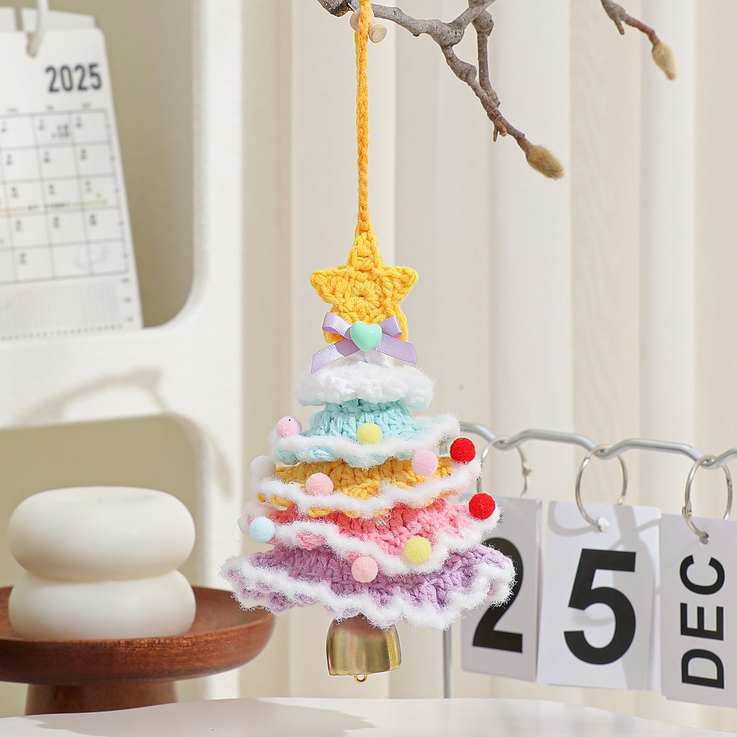 Cross-border plush Christmas pendant, woolen crochet Christmas tree ornament, Christmas decoration car pendant