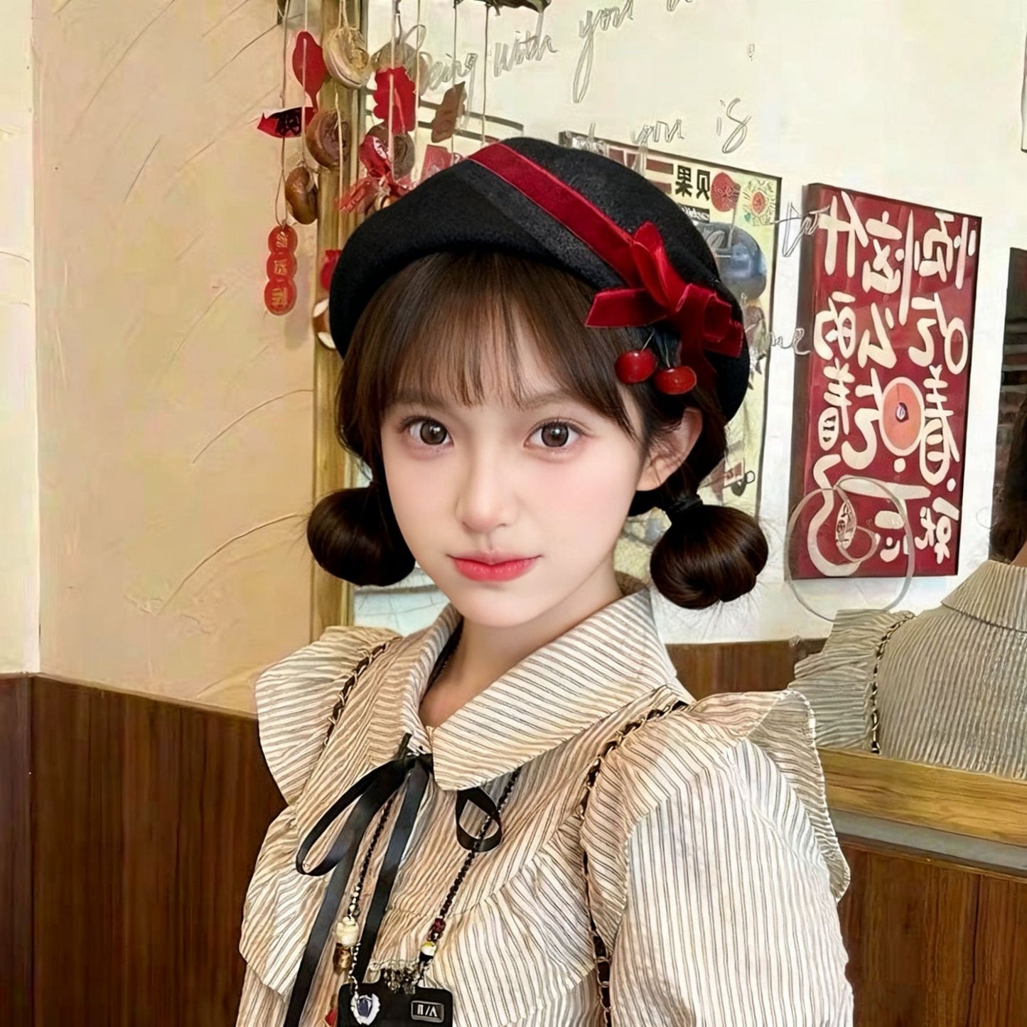 Christmas vibe, bow, cherry, top hat, Santa hat, hair accessories, tiaras, hairpins, haircards, ornaments, dress up