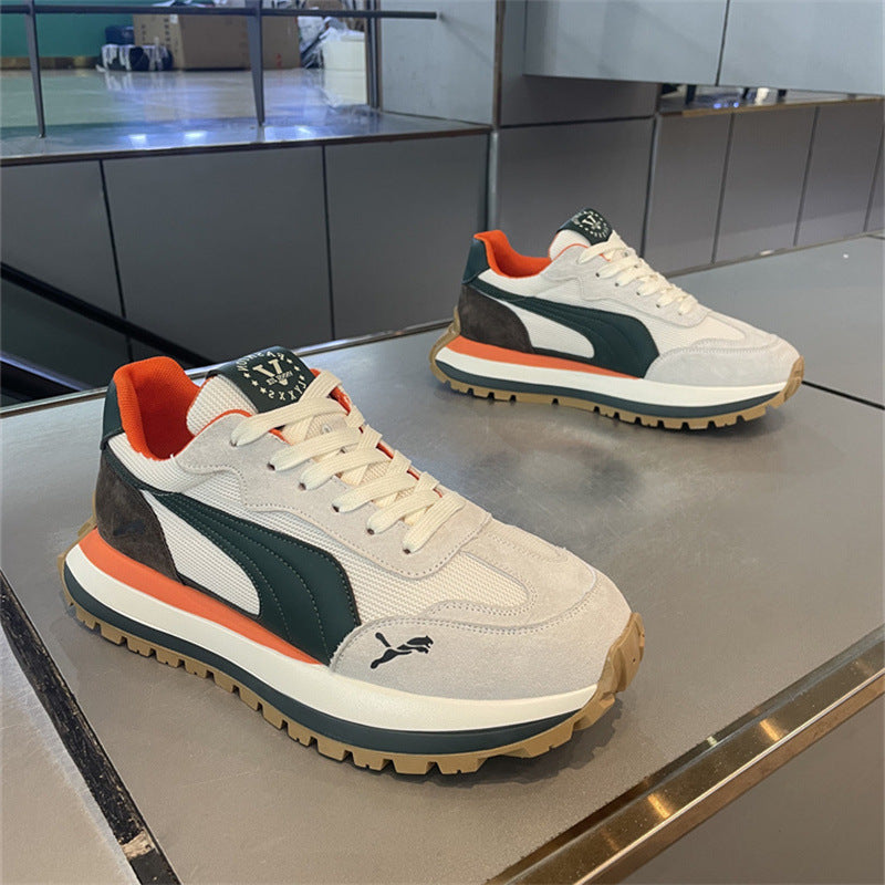 Men's shoes spring 2025 new platform mesh breathable lightweight soft sole fashion daddy shoes casual sneakers