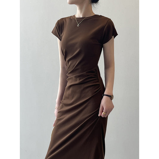 Yanshuang French temperament waist dress Summer new design sense flying sleeve T-shirt dress 80986