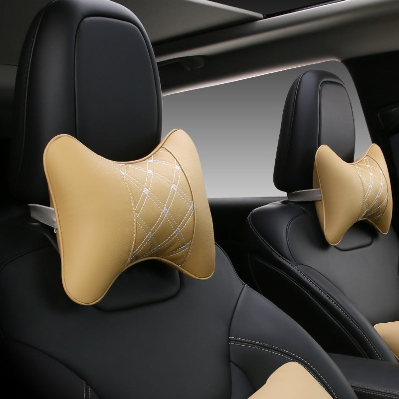Car neck pillow car interior products a pair of leather car small pillows bone pillows car supplies four seasons