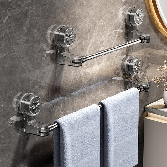 Suction cup towel rack toilet non-perforated strong wall mounted bath towel rack bathroom shelf telescopic towel pole cross-border