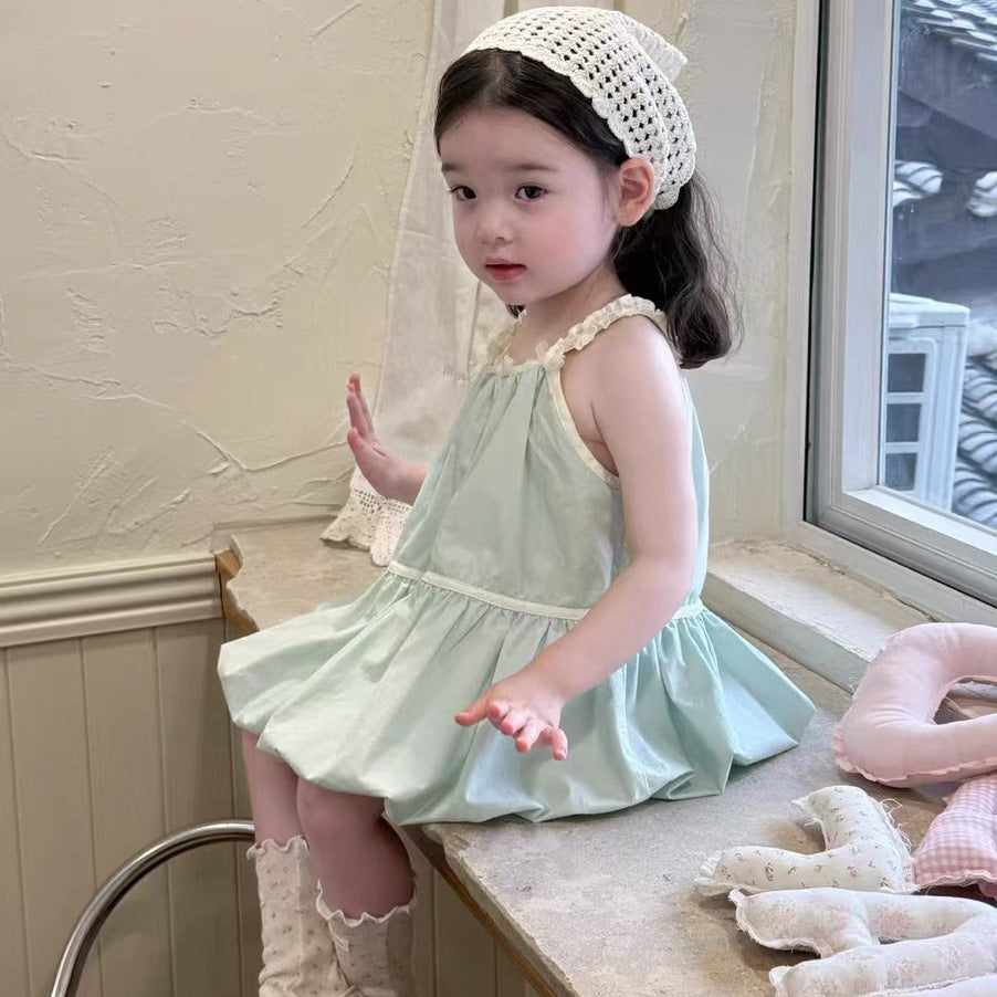 Girls Dress Summer 2025 New Little Girl Foreign Flower Bud Dress Summer Dress Baby Cotton Vest Skirt