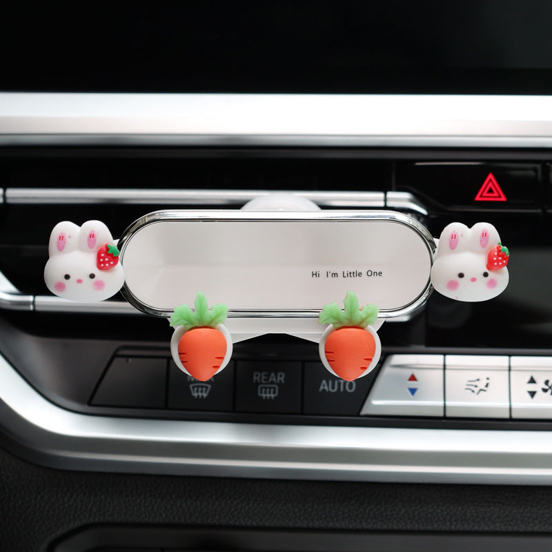 Car phone mount 2023 new cute rabbit car navigation bracket air outlet decoration fixed support bracket