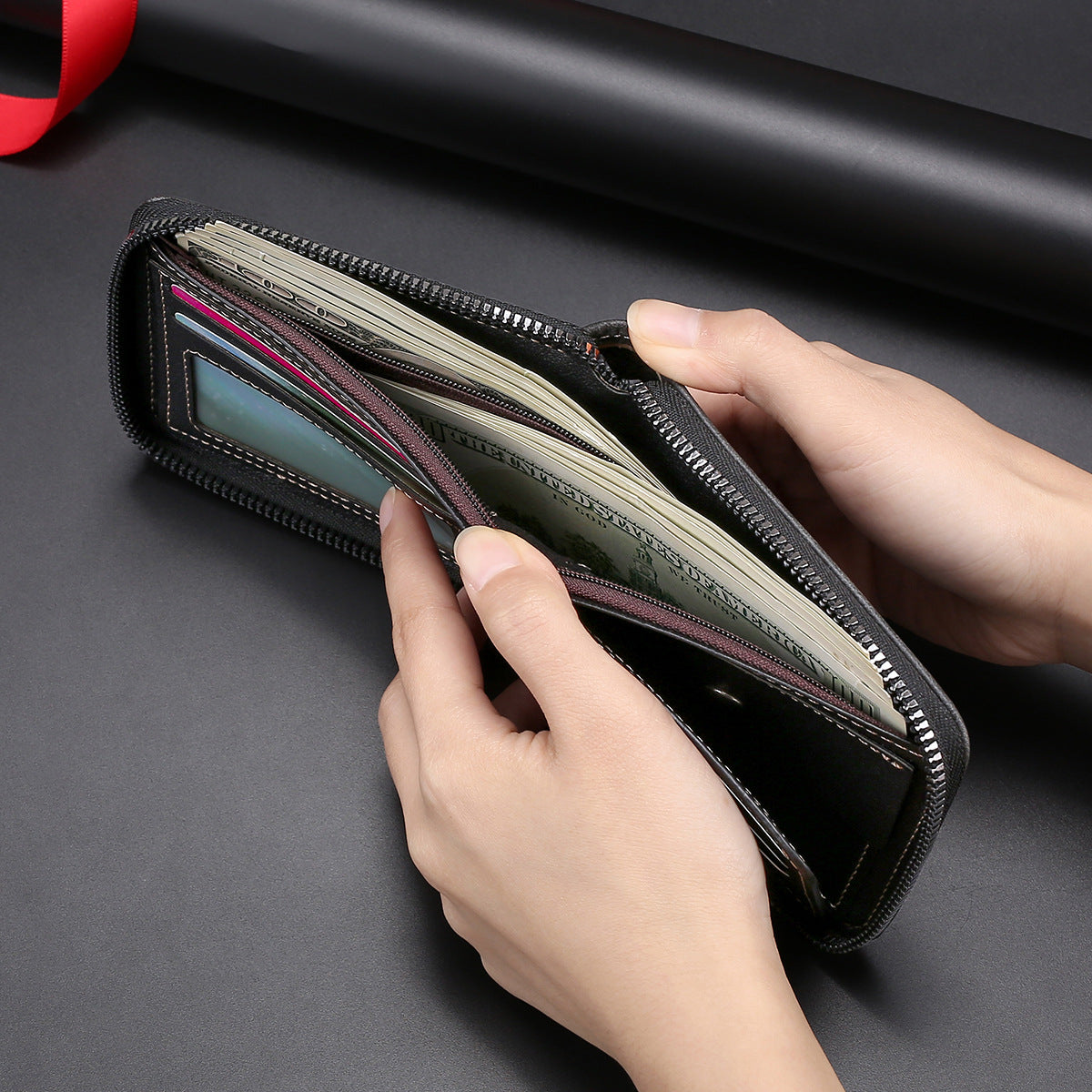 New Men's Business Fashion Multifunctional Zipper Short Wallet Large Capacity Multi Card Wallet Change Wholesale