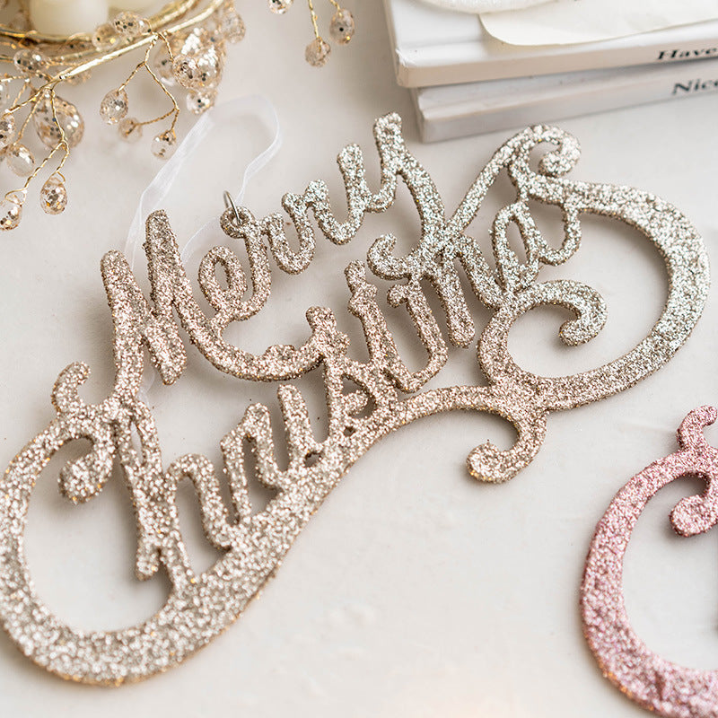 Alphabet card pendant Christmas plastic sticky powder English alphabet card Christmas decoration gifts export Korea alphabet card