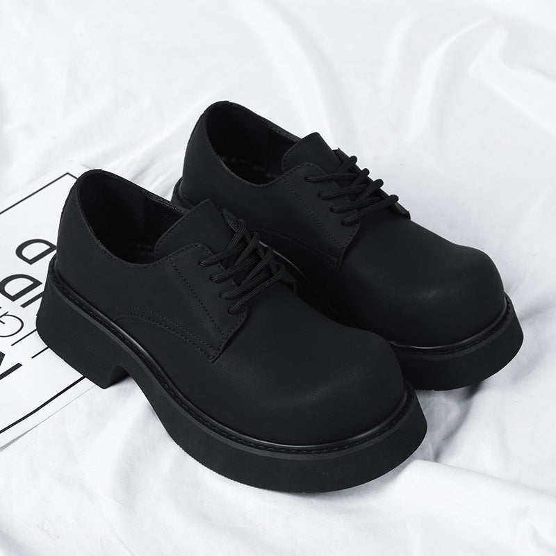 Big Head Derby Shoes Men's Premium Commuter Black Platform Trendy Shoes Men's 2023 New Heightened Japanese Style Shoes 9522-R
