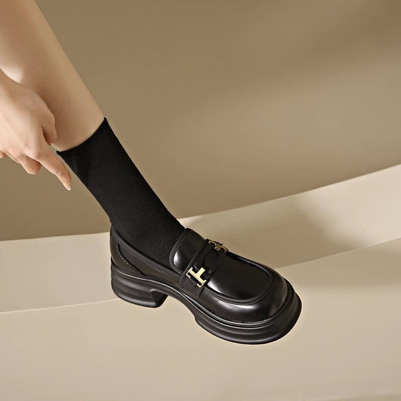 Mary Jane Women's Shoes 2023 New Shoes Summer French Platform Loafers Versatile Single Shoes British Style Small Leather Shoes