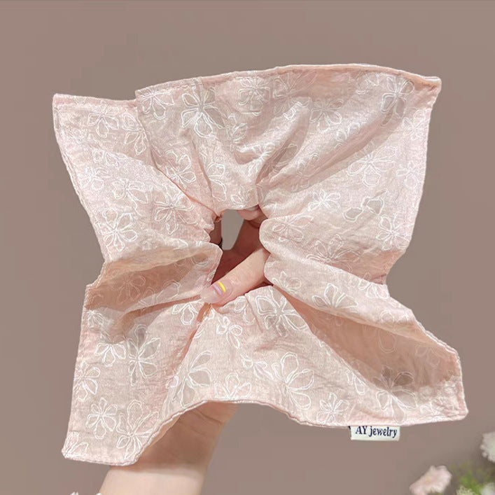 New Chinese blended style square scarf large intestine scrunchie women's large high-end square headband low ponytail hair tie hair accessory