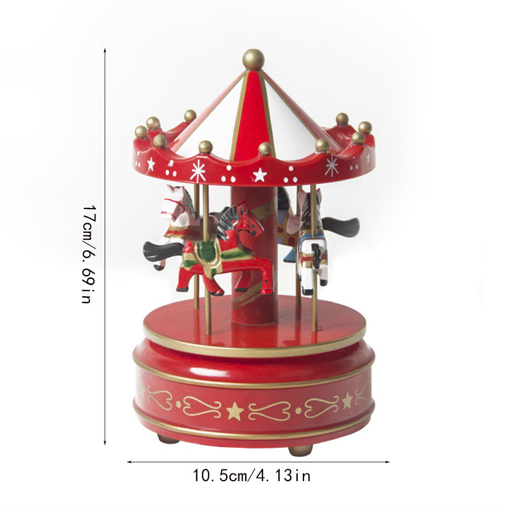 Christmas gift carousel wooden music box birthday gift children's home creative ornament