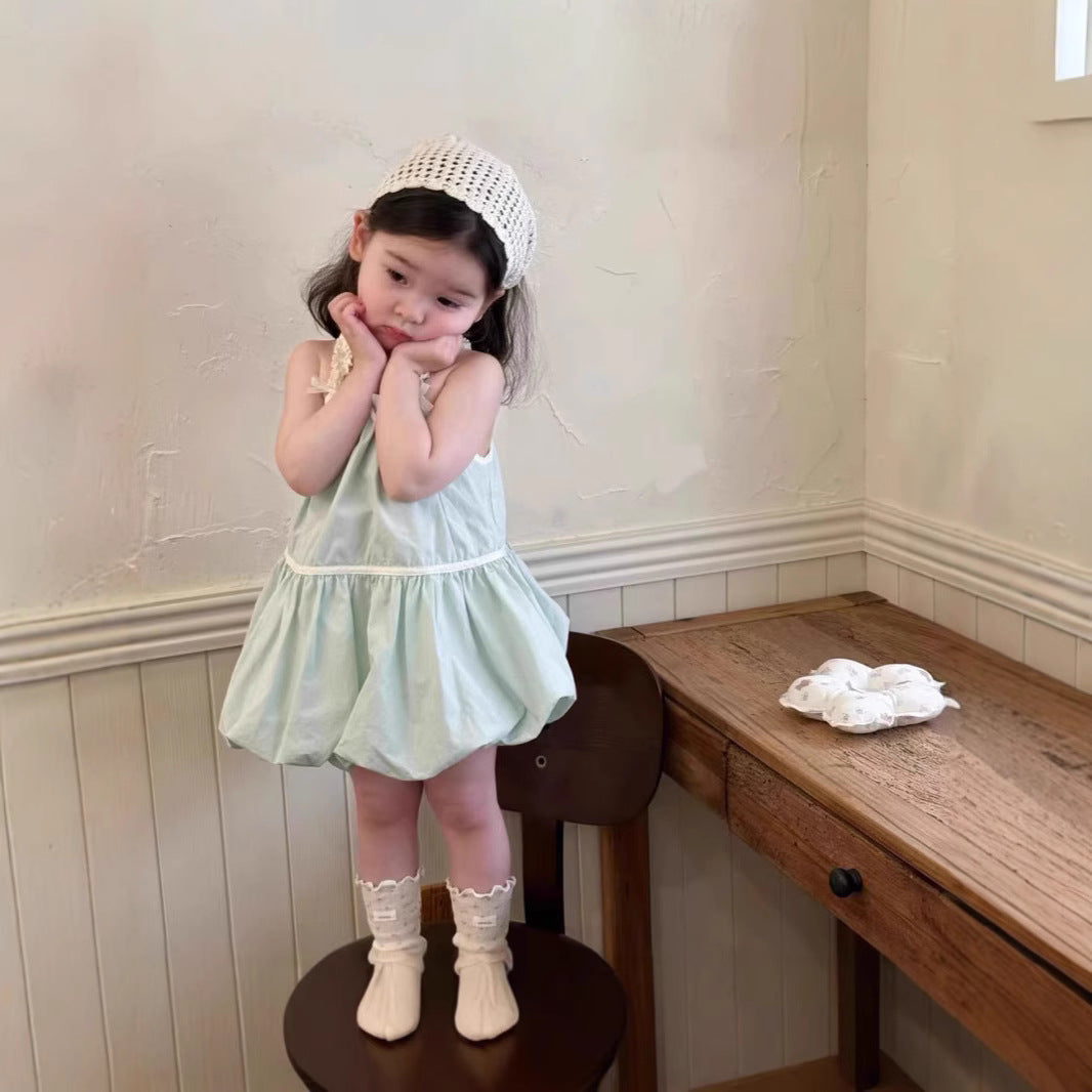 Girls Dress Summer 2025 New Little Girl Foreign Flower Bud Dress Summer Dress Baby Cotton Vest Skirt