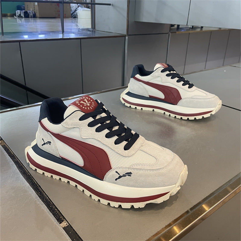 Men's shoes spring 2025 new platform mesh breathable lightweight soft sole fashion daddy shoes casual sneakers
