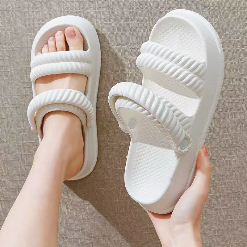 Stepping on shit feeling sandals and slippers women summer outdoor wear cute non-slip thick-soled two-wear sandals soft-soled girls outdoor beach shoes