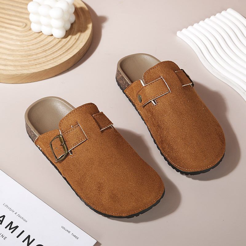 New Baotou flat slippers women's spring and autumn new retro fashion versatile Birkenstock shoes women's wear non-slip