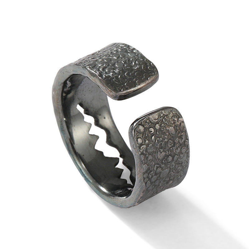 Creative trend opening ring black men's domineering vintage shark ring luxury niche design accessory