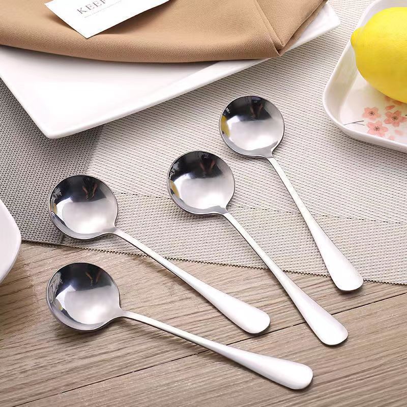 Western Spoon Large Thickened Long Handle Stainless Steel Spoon Thickened Food Grade Dinner Spoon Household Stainless Steel Spoon Wholesale