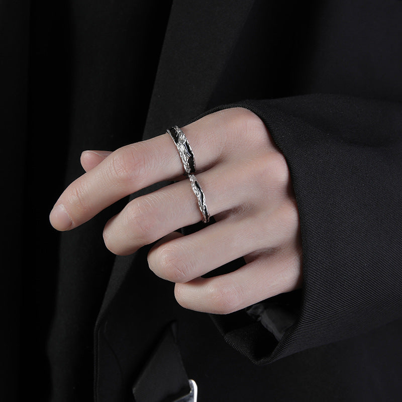 Shadow ring, men's high-end sense of trendy brand, boys' single rings, index finger rings, self-discipline rings, light luxury rings, niche rings, tail rings