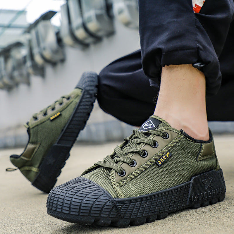 Liberation shoes men's anti-slip wear-resistant construction site work farm shoes labor protection shoes low-top canvas breathable anti-odor rubber shoes wholesale