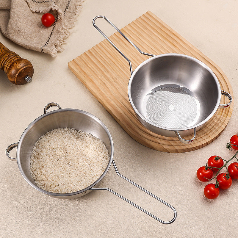 Stainless steel colander soy milk filter juice sesame sieve household kitchen scoop superfine traditional Chinese medicine flour sieve