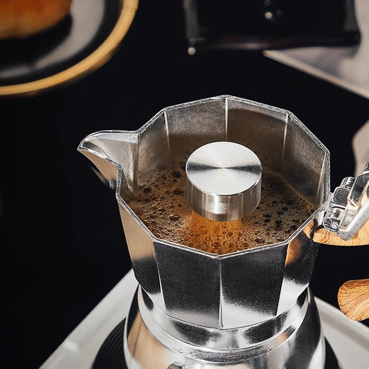 Moka pot brewed coffee blowout preventer splash proof leak proof wholesale 304 stainless steel hand punch pressurized double valve appliance accessories