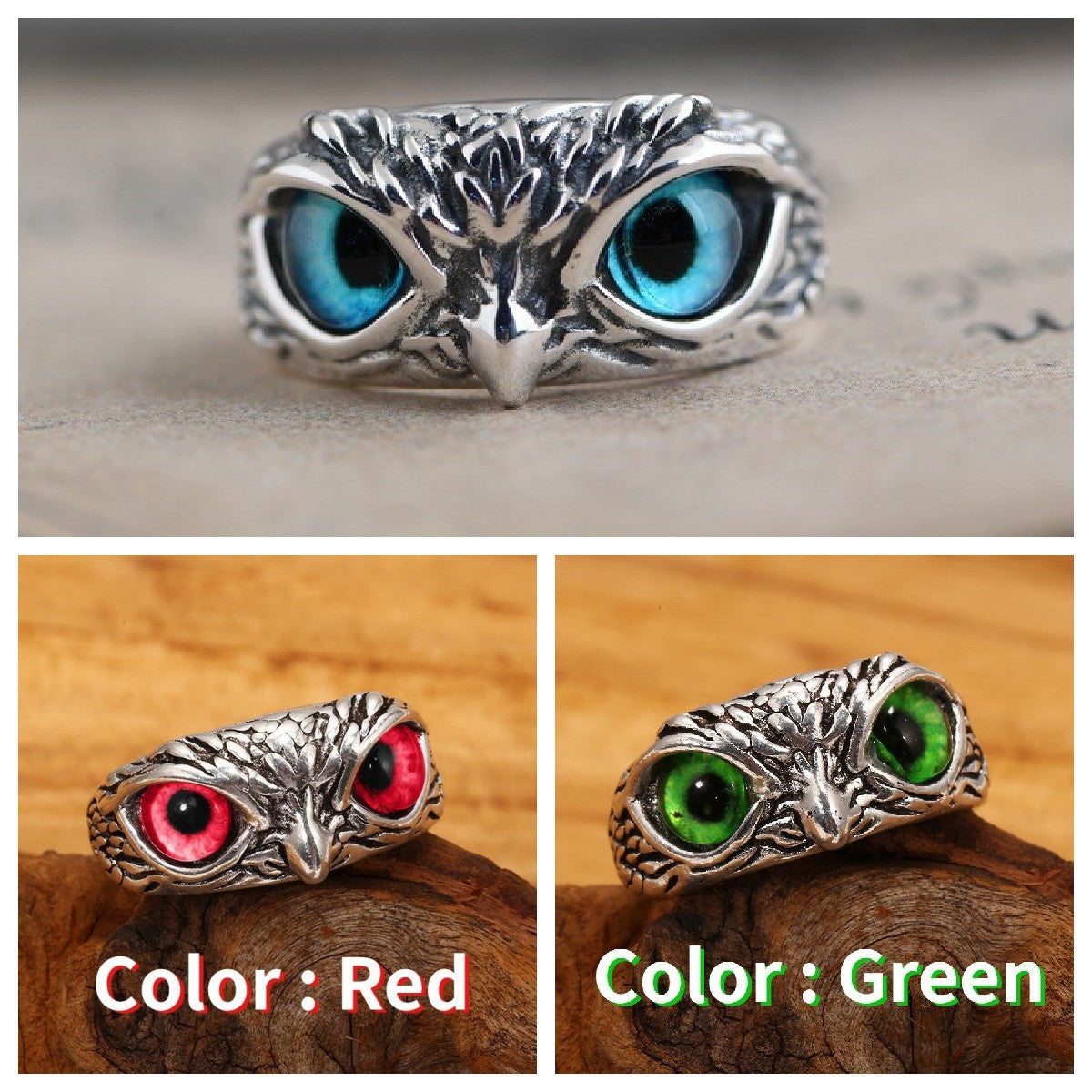 Halloween owl ring literary vintage metal jewelry ring niche high-end men's couple ring