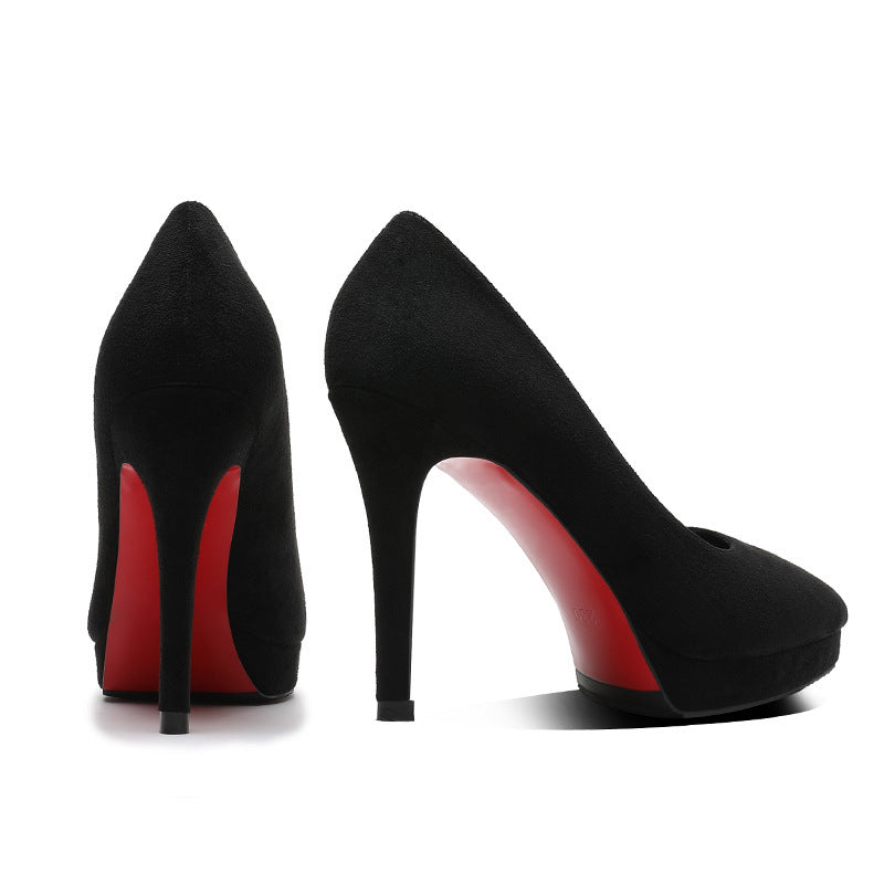 608-2 High Heels Women's Platform Thin Heel Pointed Toe Small Suede Women's Shoes Nightclub Sexy Shoes